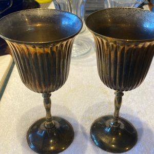 Vintage bronze  2 wine goblets or Religious chalice. Not sure. Very good cond